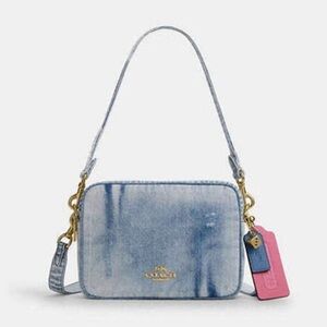 Coach NWT Carey Crossbody Bag In Loved Denim With Charms